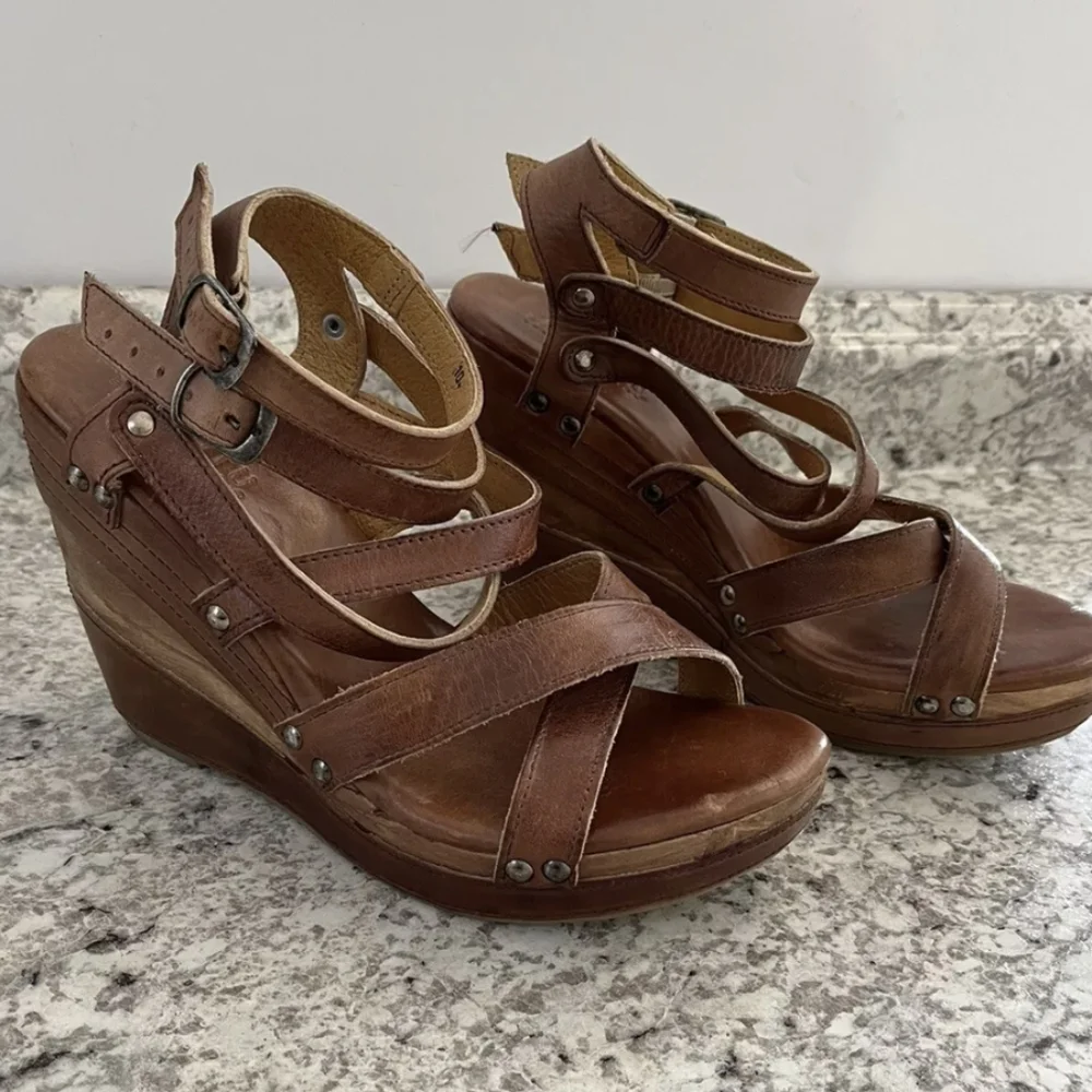 SOLD Bed Stu Juliana Tan Rustic Genuine Leather Strappy Sandals Sz 10 - Picture 6 of 14